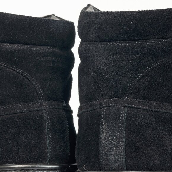 Saint Laurent SL/10H High Black Suede Court Classic High-Top Sneakers - Picture 10 of 12